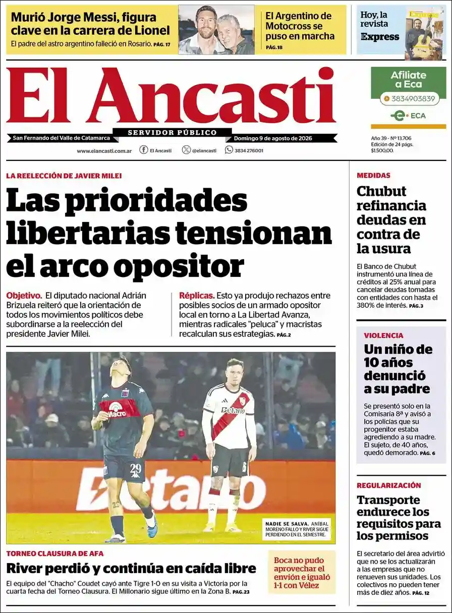 Estudios Max | RADIO MAS - Tapa del diario Ancasti