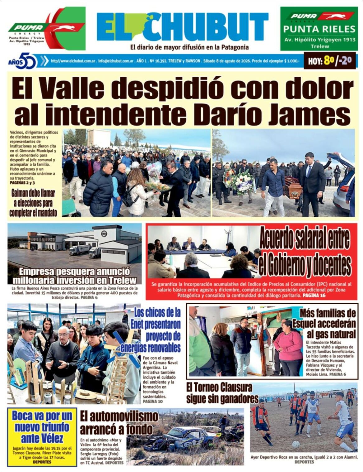 Evolucion Streaming - Sericios Informáticos | RADIO MAS - Tapa del diario El Chubut