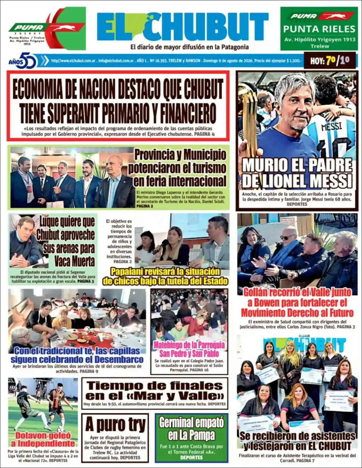Estudios Max | RADIO MAS - Tapa del diario El Chubut