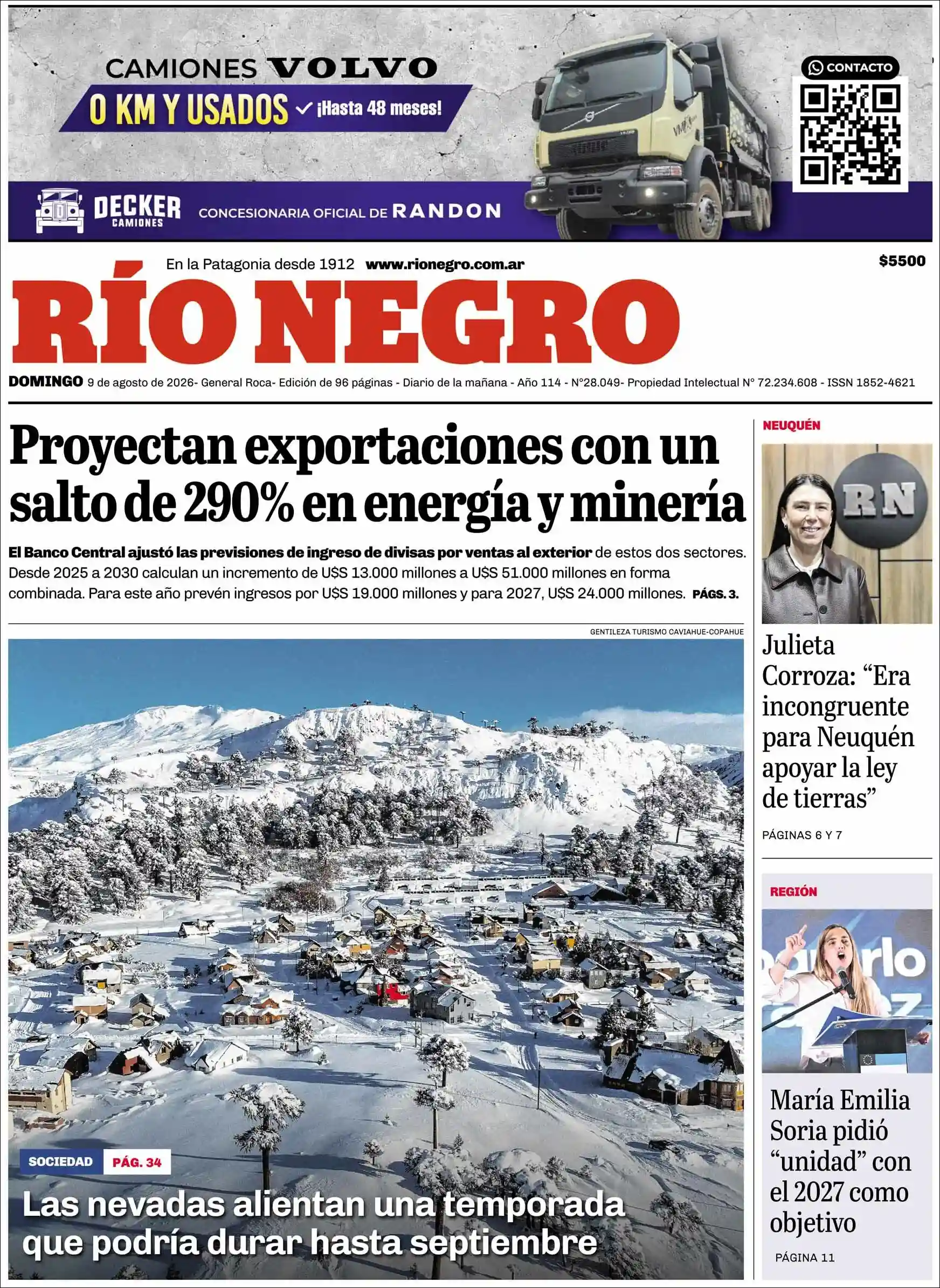 Estudios Max | RADIO MAS - Tapa del diario Rio Negro